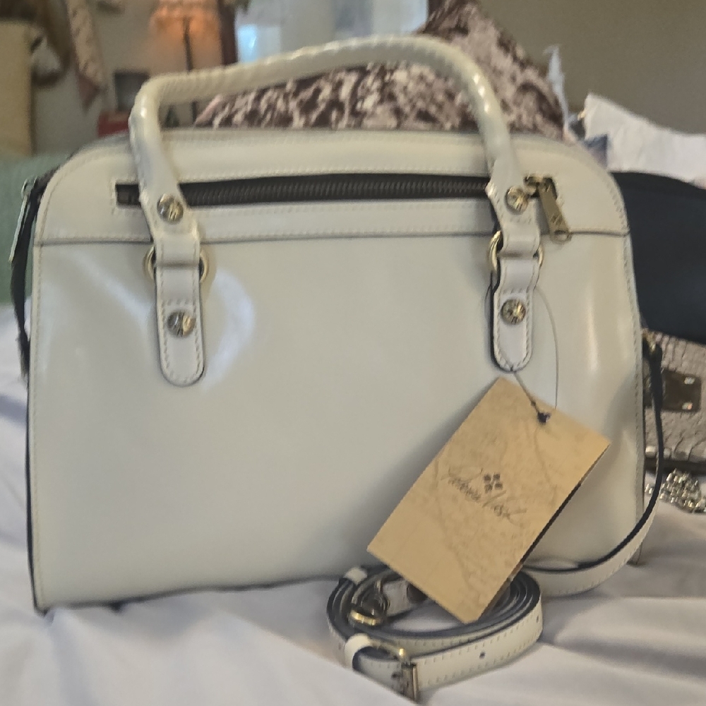 Patricia Nash White Satchel Classic Leather Design